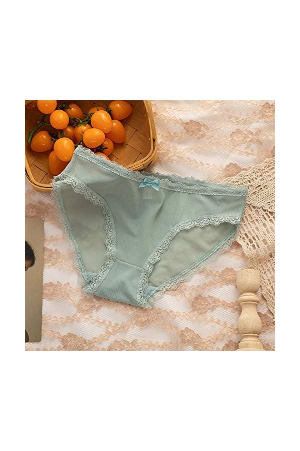 B/H Culottes Ventre Plat Femmes,Culotte Taille Basse en Dentelle Respirante pour Dames-Grey_L 6pcs,Sexy Culotte Femme Slips