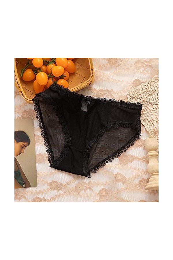 B/H Culottes Ventre Plat Femmes,Culotte Taille Basse en Dentelle Respirante pour Dames-Grey_L 6pcs,Sexy Culotte Femme Slips