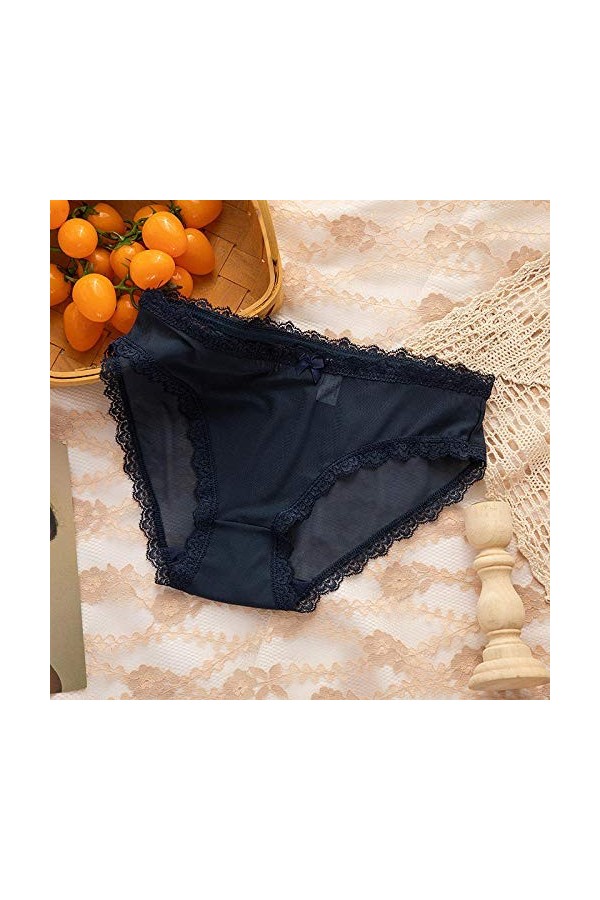 B/H Culottes Ventre Plat Femmes,Culotte Taille Basse en Dentelle Respirante pour Dames-Grey_L 6pcs,Sexy Culotte Femme Slips