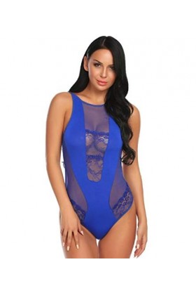 adqw Couple De Lingerie Lingerie Sexy Homme Sexy Lace Body Femmes Backless Mesh Évider Combinaisons Semi-Transparente Deep V-