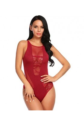 adqw Ensembles De Lingerie Femme Déguisements Adultes Sexy Lace Body Femmes Backless Mesh Évider Combinaisons Semi-Transparen
