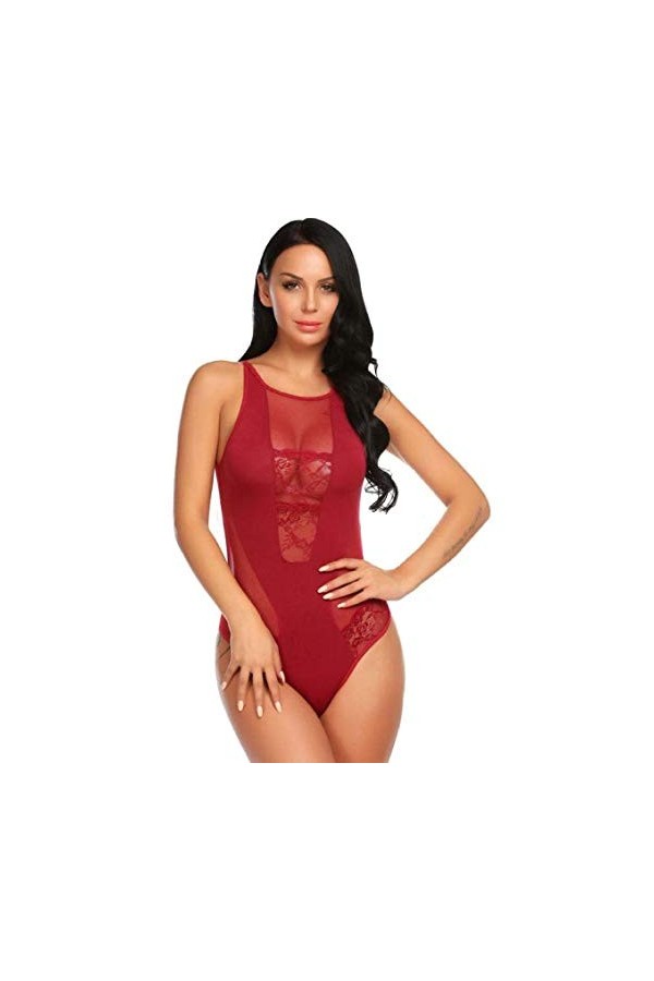adqw Ensembles De Lingerie Femme Déguisements Adultes Sexy Lace Body Femmes Backless Mesh Évider Combinaisons Semi-Transparen