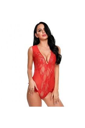 Couple De Lingerie Lingerie Sexy Homme Femmes Sexy Lingerie Deep-V Cou One Piece Body en Dentelle Patchwork Plus La Taille Li