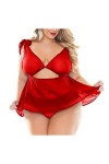 Culotte Rouge sexyLingerie Grande Taille Solide sans Manches Bretelles ajustées Soutien-Gorge sans Couture Dentelle Femmes Li