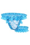 YINGJUN Sissy Satin Thong Hommes sous-vêtements en Dentelle froncée volantée Sissy Culottes G-String avec Ceinture Cuisse Jar