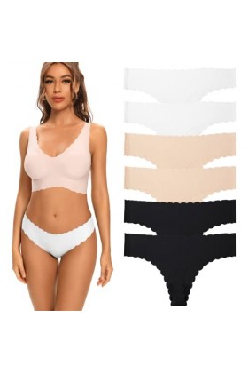Kfnire String Femme Tangas Invisibilité sans Couture sous-Vêtement Strings et Tangas pour Femme, Lot de 6