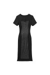 Robe longue moulante sexy en maille transparente pour femme - Pour anniversaire ou soirée - Noir - Taille M