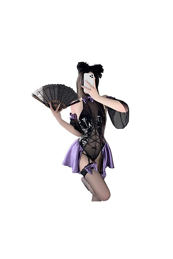 QNCLO Pyjama sexy pour femme, cheongsam chinois, geisha japonais, sous-vêtements de danse noir 