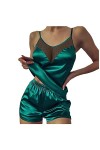 UIVHLW Lingerie Boudoir Dentelle Accueil Vêtements Hauts Et Shorts Pyjama en Soie De Couleur Unie pour Femmes