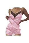UIVHLW Lingerie Boudoir Dentelle Accueil Vêtements Hauts Et Shorts Pyjama en Soie De Couleur Unie pour Femmes