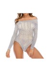 UIVHLW Coquinelingerie Robe De Nuit en Dentelle À Manches Longues Et Épaules Dénudées