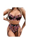 UIVHLW Lingerie Jarretière Lingerie Dentelle Transparente Broderie Florale Costumes Vêtements De Nuit