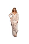 KSDFIUHAG Costumes Sexy Femme Lingerie Sexy Chemise De Nuit Sexy en Dentelle Jupe Longue Perspective-White_XL