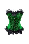 YAIGSHAPE Corset sexy en satin pour femme - Lingerie sexy - Pour cosplay - Grande taille - Vert - S