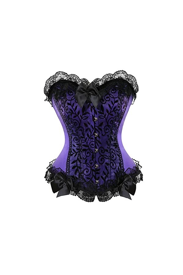 YAIGSHAPE Corset sexy en satin pour femme - Lingerie sexy - Pour cosplay - Grande taille - Vert - S