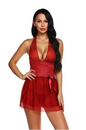 WANFJ Chemises De Nuit Femme Couple De Lingerie Lingerie Sexy Cou De Pendaison Sexy Fuite De Lait en Perspective Conjuguée Te
