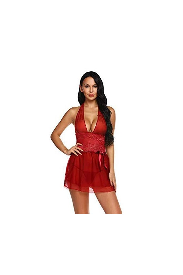 WANFJ Chemises De Nuit Femme Couple De Lingerie Lingerie Sexy Cou De Pendaison Sexy Fuite De Lait en Perspective Conjuguée Te