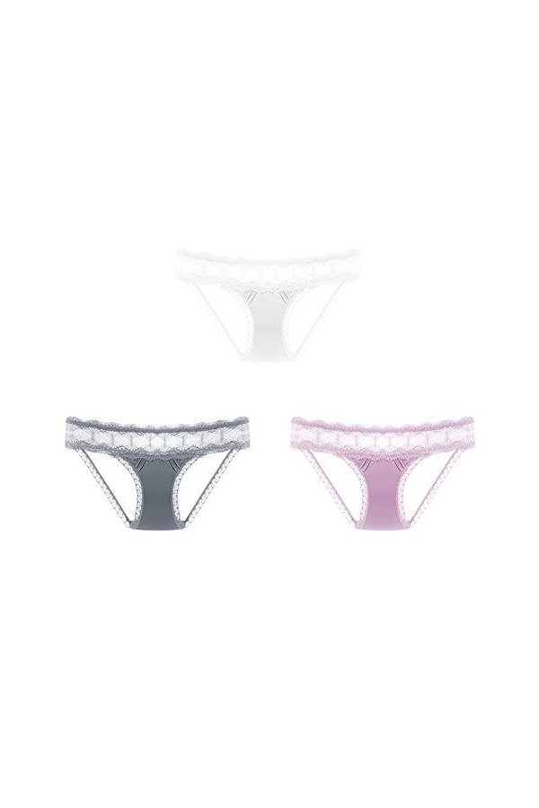 SLDAGe Culottes Sexy Femme,Culotte Transparente Transparente en Dentelle Sexy Taille Basse Dété 3 Pack,7,M