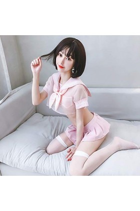 Zidao Cosplay Les Mini étudiants Uniforme Marin Dames Mignonnes Sexy de Jupe Nippuresu avec T-Back avec Un Cadeau Set 4 pièce