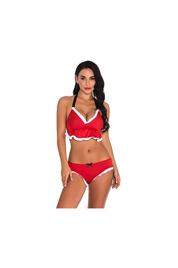 Sexy Lingerie for Sex Ensemble Culotte De Noël Sexy for Femme Ensemble De sous-vêtements Souples À Volants Uniformes De Tenta