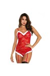 Sexy Lingerie for Sex Lingerie De Noël for Les Femmes Body Teddy Une Pièce Body Coupe Sexy Color : Red, Size : L 