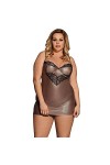 N/X Faux Cuir&nbsp;&nbsp;&nbsp;Sexy Hot Plus Size Brown avec Dentelle&nbsp;&nbsp;&nbsp;Kleding Dress + G String&nbsp;&nbsp;&nbsp;Dress -01_5XL
