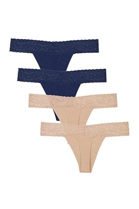 Ekouaer 4 pièces string femme string ensemble culotte sexy femme lingerie sexy rouge string femme 2 pièces bleu marine + 2 pi