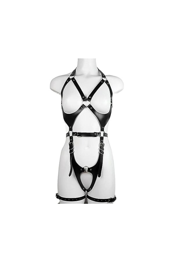 HusSen Ceinture en Cuir Porte-Jarretelles Gothique Harnais De Chaîne Sexy Ceinture Punk pour Femme
