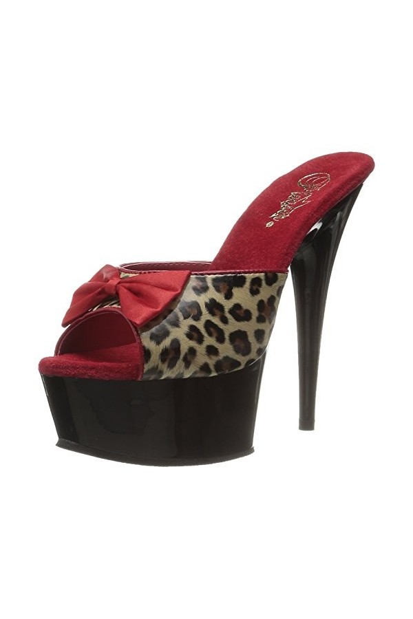 Pleaser DELIGHT-601-6 Tan Leopard Print Faux Leather/Blk UK 9 EU 42 