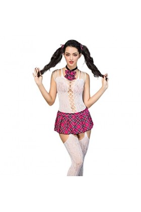 JINZIJINYU Ensembles De Pyjama Femme Étudiant Uniforme Cosplay Sexy Uniforme Tentation Étudiant Porter Une Pièce Jupe Blanc T