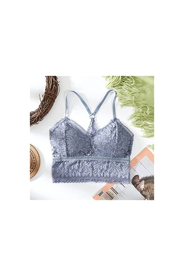 PBLCYUT Femmes Sexy en Dentelle Bra One Piece Part Femelle Gathered Tube Sleep Top sous-vêtements Push Up Balletee sans Jante