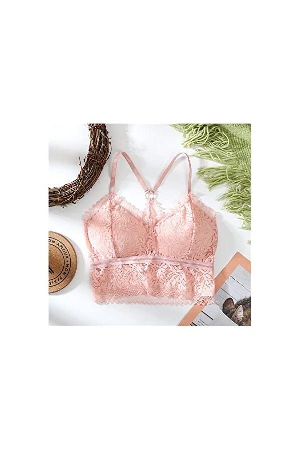 PBLCYUT Femmes Sexy en Dentelle Bra One Piece Part Femelle Gathered Tube Sleep Top sous-vêtements Push Up Balletee sans Jante