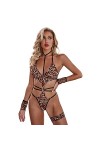 LLRR Nuisettes Sexy Dentelle Fleurie,Costume Sexy Sexy Halter, sous-vêtement séduisant imprimé léopard Une pièce Sexy, Léopar