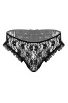 Élégant Hommes Culottes Floral Dentelle Lingerie Slips Faible avec Une Ceinture élastique g-String Color : Black, Size : XXL