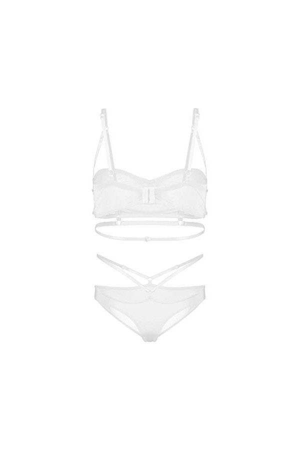 Rtyoo Ensemble de sous-vêtements Sexy en dentelleHaut de Soutien-Gorge Sexy en Maille de Sexe érotique pour Femmes avec Culot