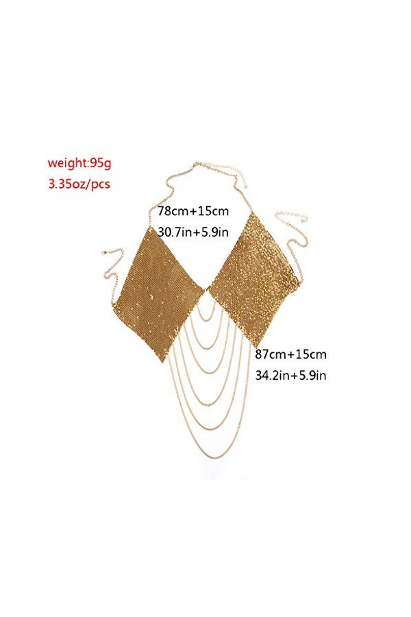 Chaîne en mailles de métal bikini chaîne de poitrine élingue licol gland diamant jupe jupe chaîne,Gold