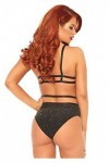 Leg Avenue 81576 Soutien-Gorge en Lurex & Slip Brésilien Or Noir Taille M/L EUR 42-44