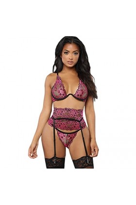 sous-vêtements Sexy pour Femmes, Body pour Femmes, Lingerie érotique Transparente, Soutien-Gorge, Ensemble String G