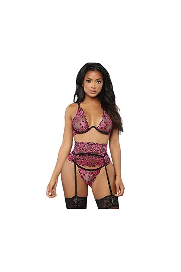 sous-vêtements Sexy pour Femmes, Body pour Femmes, Lingerie érotique Transparente, Soutien-Gorge, Ensemble String G