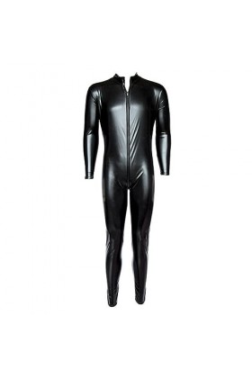 DCIUSTFHE Hommes Sexy Sous-Vêtements Cuir Verni Manches Longues Combinaison Moulante Boîte De Nuit Barres DS Scène Vêtements 