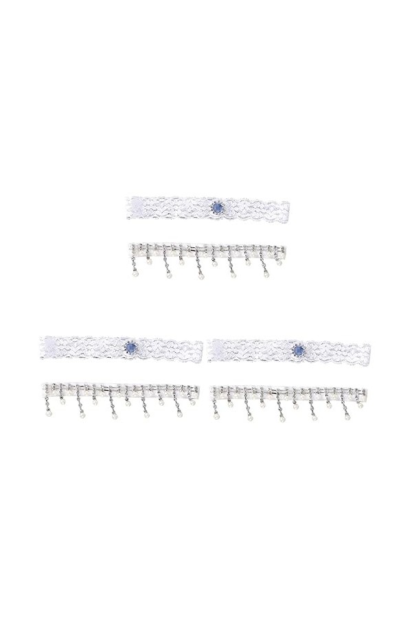 Abaodam 2 Paires Jarretière De Mariée en Dentelle Extensible Porte-Jarretelles De Mariage Jarretière en Strass De Mariage Jar