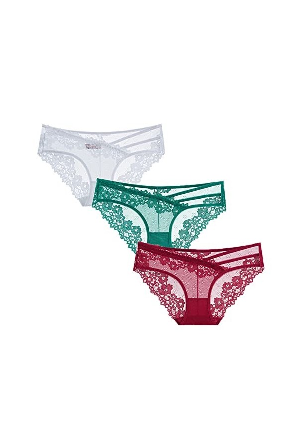 Culottes et Slips Slip Femme Comfort Knickers 3 pièces Sexy dentelle Sous-VêTements En Culotte femmes slips Transparent taill