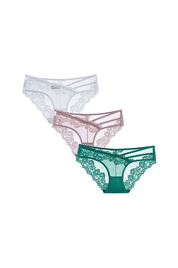 Culottes et Slips Slip Femme Comfort Knickers 3 pièces Sexy dentelle Sous-VêTements En Culotte femmes slips Transparent taill