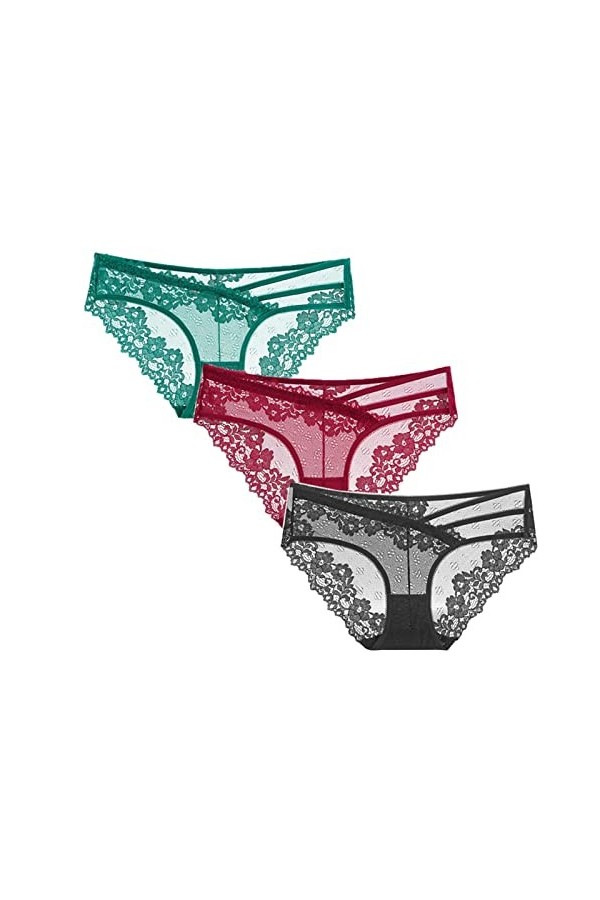 Culottes et Slips Slip Femme Comfort Knickers 3 pièces Sexy dentelle Sous-VêTements En Culotte femmes slips Transparent taill