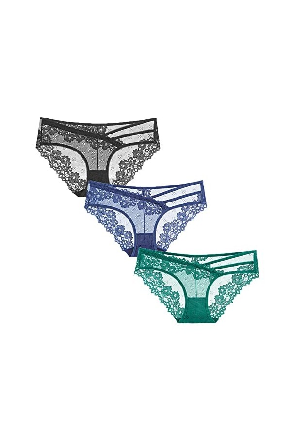 Culottes et Slips Slip Femme Comfort Knickers 3 pièces Sexy dentelle Sous-VêTements En Culotte femmes slips Transparent taill
