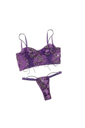 MERNEL Vêtements sexuels 2 pièces Porno Lingerie Tongs Ensemble 2 pièces Dentelle Fantaisie Soutien-Gorge Transparent érotiqu