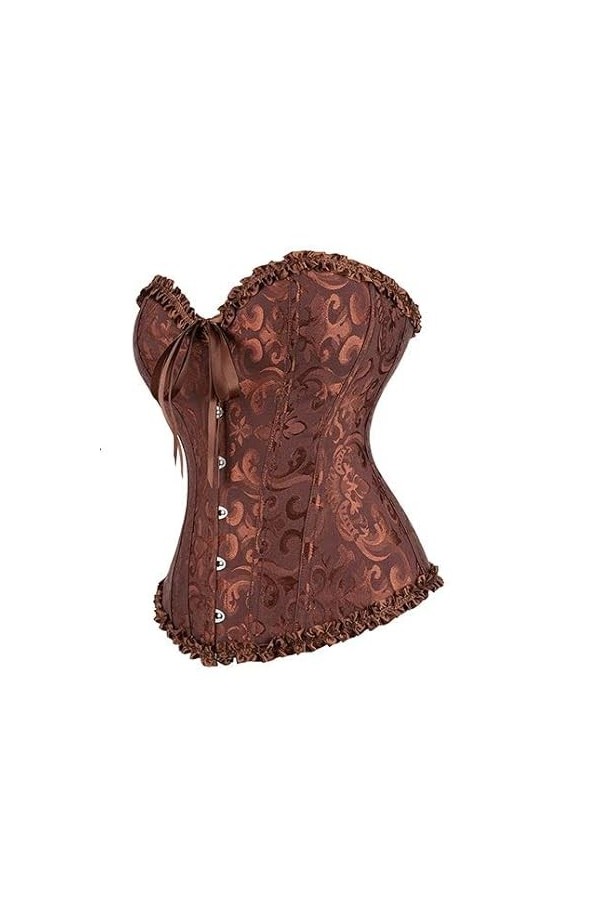 Corset pour femme avec baleines en dentelle florale, rose/bleu, Small-medium