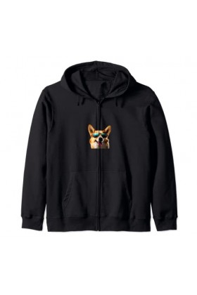 Corgi portant des lunettes de soleil, Cool Corgi Sweat à Capuche