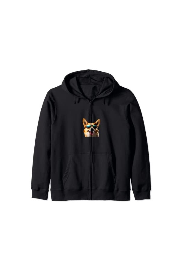 Corgi portant des lunettes de soleil, Cool Corgi Sweat à Capuche