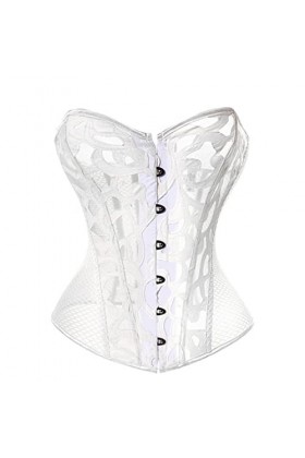 Bustier sexy en maille filet pour femme Noir/blanc Taille 4XL